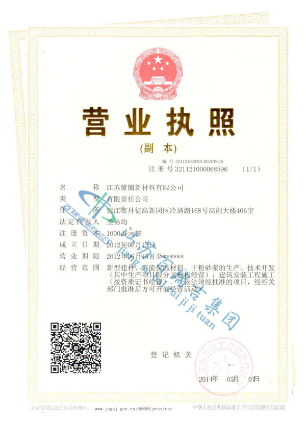 A copy of the business license