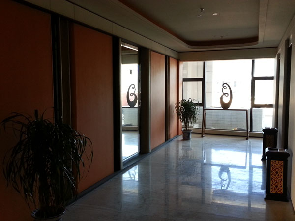 Magnesite board used in the hallway wall